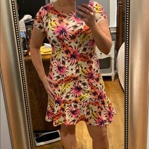Lands End Pretty Floral T Shirt Dress EUC